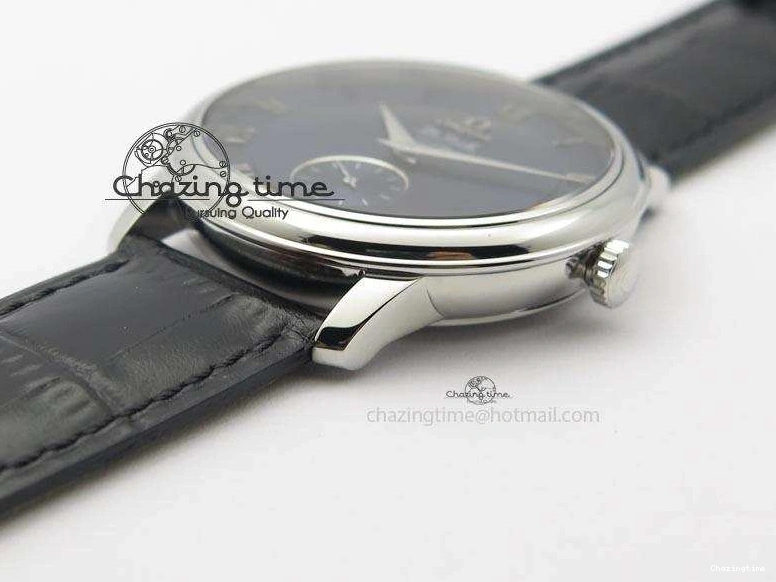 0311 De Ville MK 1:1 Best Edition SS Blue Dial On Black Leather Asian Seagull T1701 (Sec@6) Casual 8242